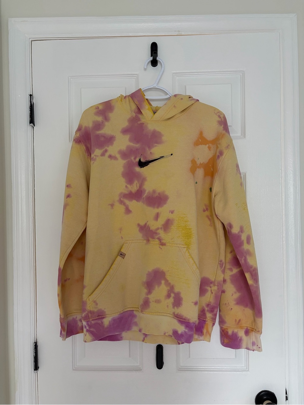 Nike Yellow & Purple Tie-Dye Pullover Hoodie